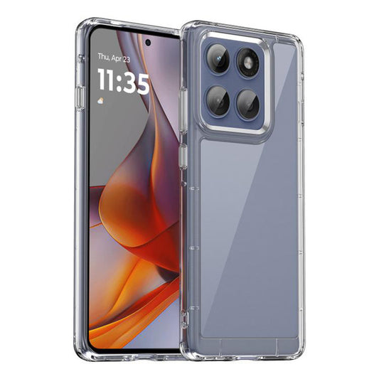 Minimalist Transparent Hard Case For Motorola Edge 60 Pro 5G with Silver Button Detailing & Camera Protection Edges