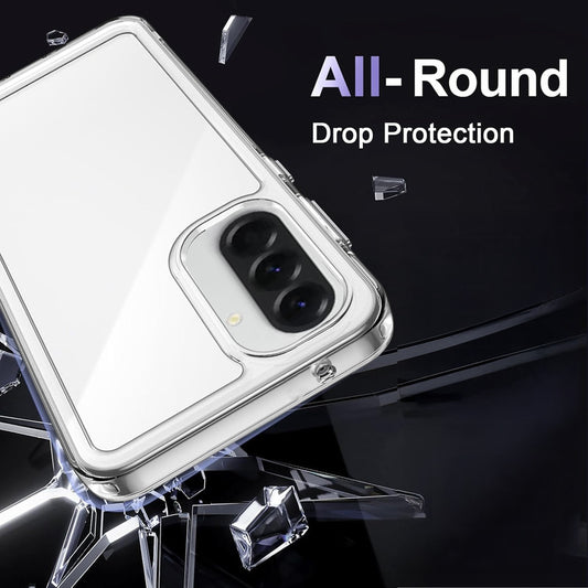 Minimalist Transparent Hard Case For Samsung A56 5G with Silver Button Detailing & Camera Protection Edges