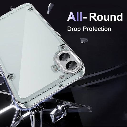 Minimalist Transparent Hard Case For CMF Nothing Phone 1 with Silver Button Detailing & Camera Protection Edges