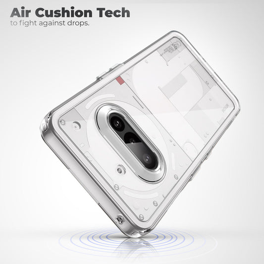 Minimalist Transparent Hard Case For Nothing Phone 3A with Silver Button Detailing & Camera Protection Edges