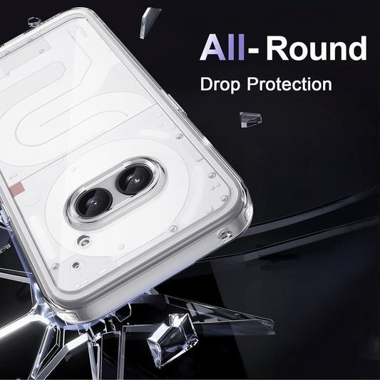 Minimalist Transparent Hard Case For Nothing Phone 2A with Silver Button Detailing & Camera Protection Edges