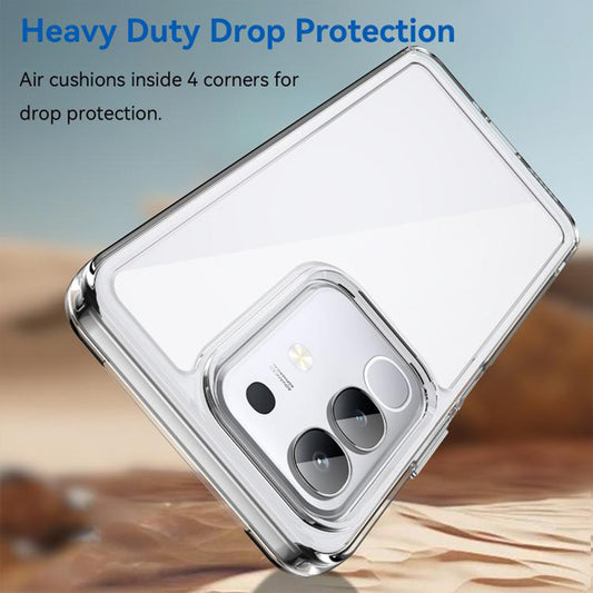 Minimalist Transparent Hard Case For iQOO Z10x 5G with Silver Button Detailing & Camera Protection Edges