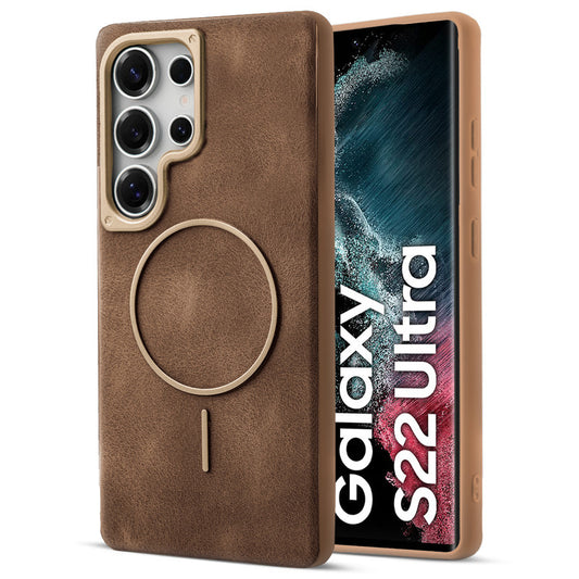 Elite PU Leather Case for Samsung S22 Ultra 5G , Hard Shell with Soft Inner Fabric & MagSafe Support