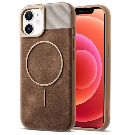 Luxury PU Leather Hard Back Case for Apple iPhone 12, With Micro-Fiber Cloth inside, MagSafe Compatible