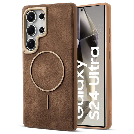 Elite PU Leather Case for Samsung S24 Ultra 5G , Hard Shell with Soft Inner Fabric & MagSafe Support