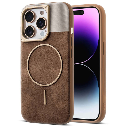 Luxury PU Leather Hard Back Case for Apple iPhone 14 Pro Max, With Micro-Fiber Cloth inside, MagSafe Compatible