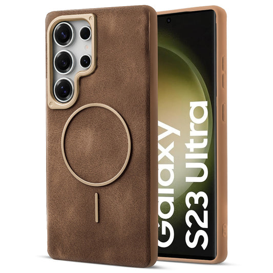 Elite PU Leather Case for Samsung S23 Ultra 5G , Hard Shell with Soft Inner Fabric & MagSafe Support