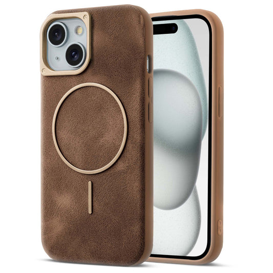 Elite PU Leather Case for Apple iPhone 15 , Hard Shell with Soft Inner Fabric & MagSafe Support