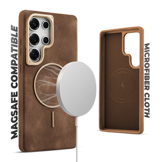 Elite PU Leather Case for Samsung S23 Ultra 5G , Hard Shell with Soft Inner Fabric & MagSafe Support