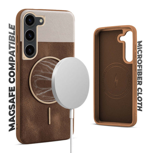 Luxury Leather MagSafe Case for Samsung S23 5G