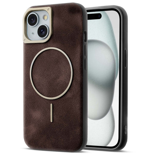 Elite PU Leather Case for Apple iPhone 15 , Hard Shell with Soft Inner Fabric & MagSafe Support