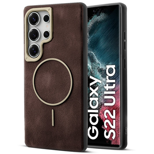 Elite PU Leather Case for Samsung S22 Ultra 5G , Hard Shell with Soft Inner Fabric & MagSafe Support