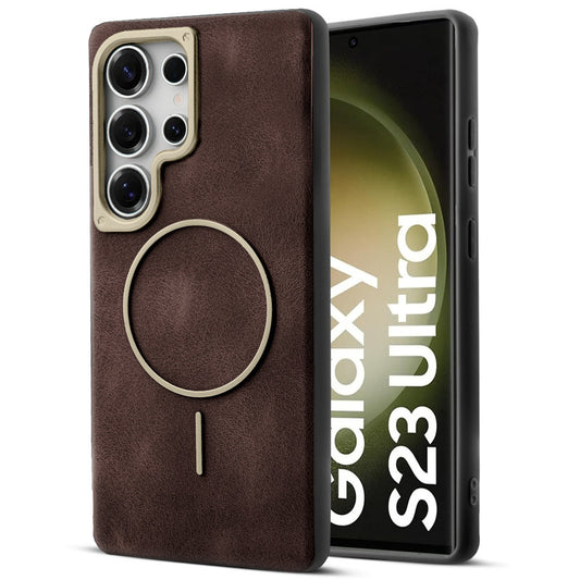 Elite PU Leather Case for Samsung S23 Ultra 5G , Hard Shell with Soft Inner Fabric & MagSafe Support