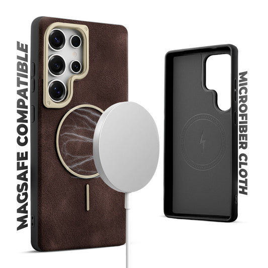 Elite PU Leather Case for Samsung S23 Ultra 5G , Hard Shell with Soft Inner Fabric & MagSafe Support