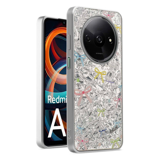 Shiny Foil Design Printed Back Case for Redmi A3 With Soft Edges with Glossy Semi-Hard Back