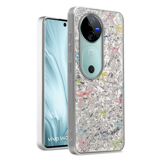 Shiny Foil Design Printed Back Case for Vivo V40 5G With Soft Edges with Glossy Semi-Hard Back