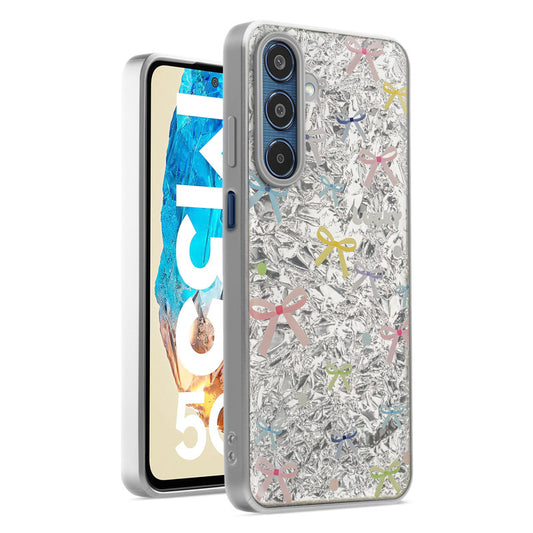 Shiny Foil Design Printed Back Case for Samsung M35 5G With Soft Edges with Glossy Semi-Hard Back