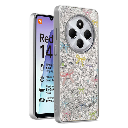 Shiny Foil Design Printed Back Case for Redmi 14C 5G With Soft Edges with Glossy Semi-Hard Back