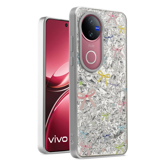 Shiny Foil Design Printed Back Case for Vivo V50 5G With Soft Edges with Glossy Semi-Hard Back