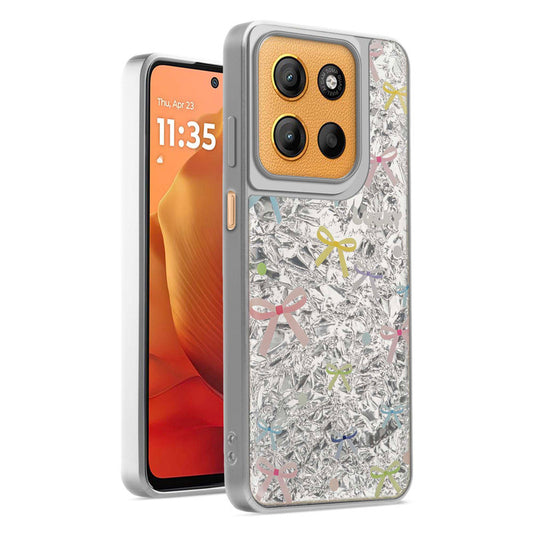 Shiny Foil Design Printed Back Case for Motorola Moto G15 With Soft Edges with Glossy Semi-Hard Back