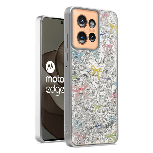 Shiny Foil Design Printed Back Case for Motorola Moto Edge 50 5G With Soft Edges with Glossy Semi-Hard Back