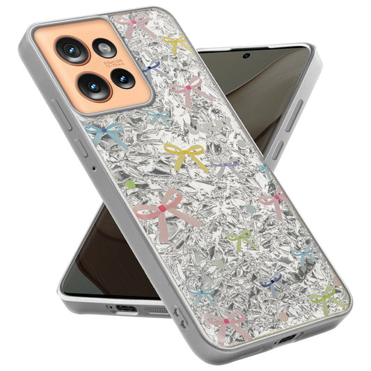 Shiny Foil Design Printed Back Case for Motorola Moto Edge 50 5G With Soft Edges with Glossy Semi-Hard Back