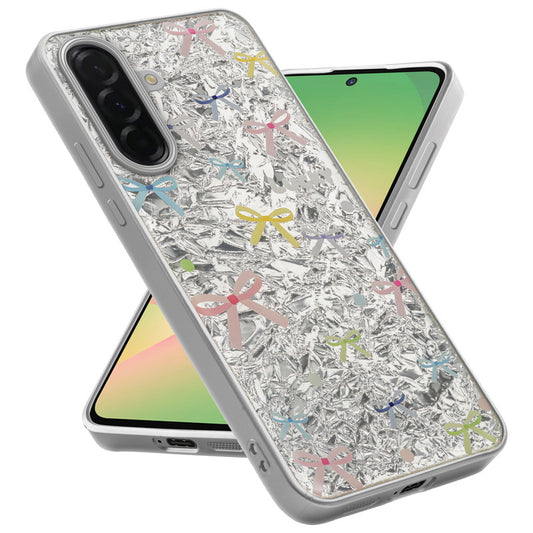 Shiny Foil Design Printed Back Case for Samsung A56 5G With Soft Edges with Glossy Semi-Hard Back