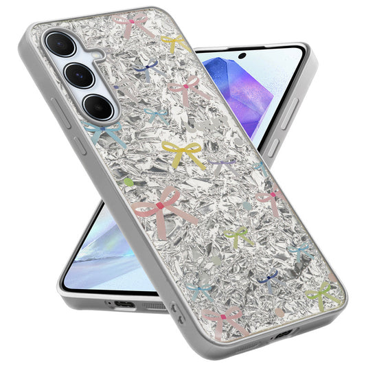 Shiny Foil Design Printed Back Case for Samsung A55 5G With Soft Edges with Glossy Semi-Hard Back