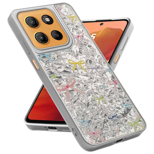 Shiny Foil Design Printed Back Case for Motorola Moto G15 With Soft Edges with Glossy Semi-Hard Back