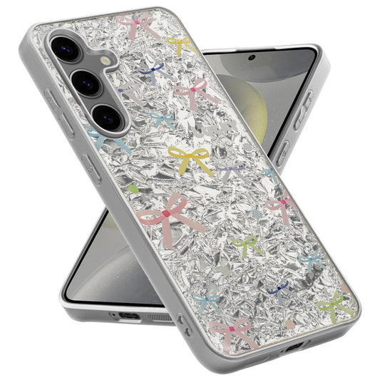 Shiny Foil Design Printed Back Case for Samsung S24 5G With Soft Edges with Glossy Semi-Hard Back