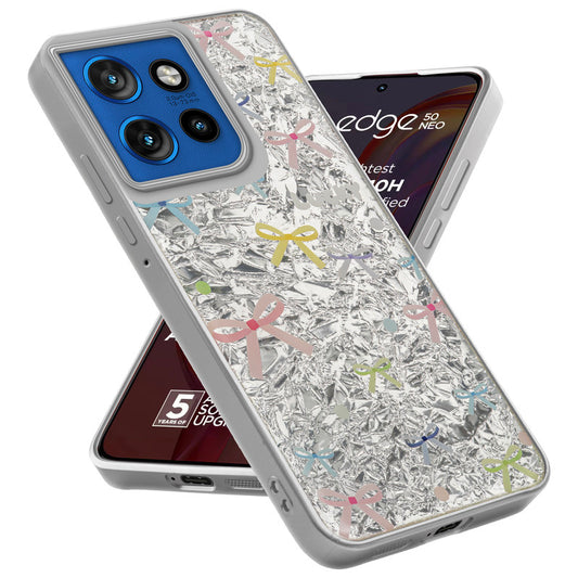 Shiny Foil Design Printed Back Case for Motorola Moto Edge 50 Neo 5G With Soft Edges with Glossy Semi-Hard Back
