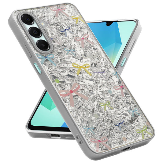 Shiny Foil Design Printed Back Case for Samsung A16 5G With Soft Edges with Glossy Semi-Hard Back