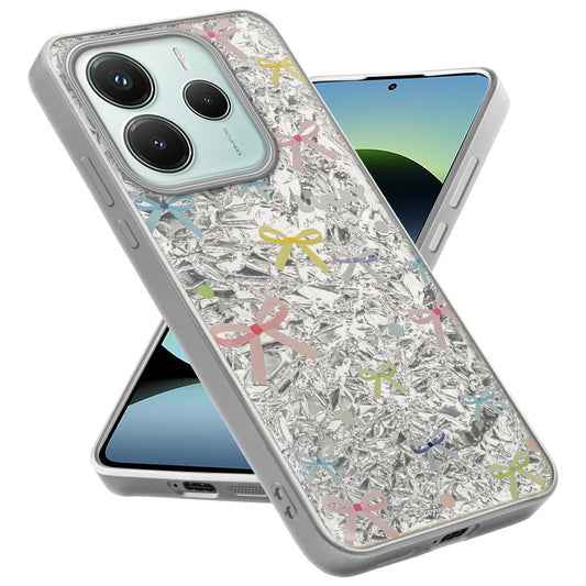 Shiny Foil Design Printed Back Case for Redmi Note 14 5G With Soft Edges with Glossy Semi-Hard Back