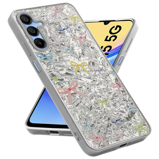 Shiny Foil Design Printed Back Case for Samsung A15 5G With Soft Edges with Glossy Semi-Hard Back