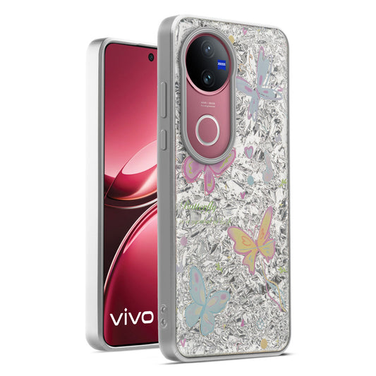 Shiny Foil Design Printed Back Case for Vivo V50 5G With Soft Edges with Glossy Semi-Hard Back