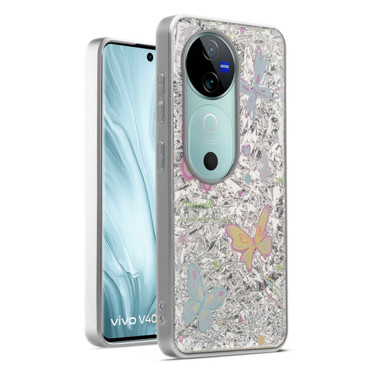 Shiny Foil Design Printed Back Case for Vivo V40 5G With Soft Edges with Glossy Semi-Hard Back