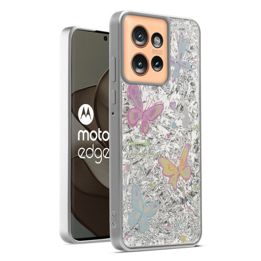 Shiny Foil Design Printed Back Case for Motorola Moto Edge 50 5G With Soft Edges with Glossy Semi-Hard Back