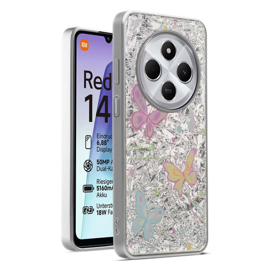 Shiny Foil Design Printed Back Case for Redmi 14C 5G With Soft Edges with Glossy Semi-Hard Back