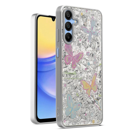 Shiny Foil Design Printed Back Case for Samsung A15 5G With Soft Edges with Glossy Semi-Hard Back