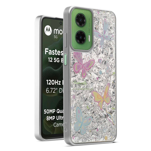 Shiny Foil Design Printed Back Case for Motorola G35 5G With Soft Edges with Glossy Semi-Hard Back