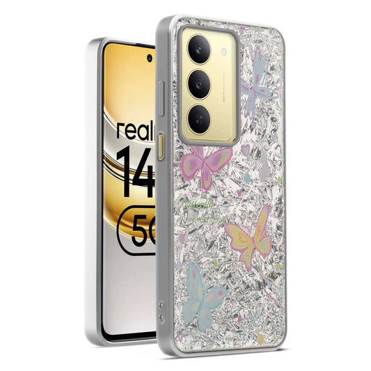 Shiny Foil Design Printed Back Case for Realme 14x 5G With Soft Edges with Glossy Semi-Hard Back