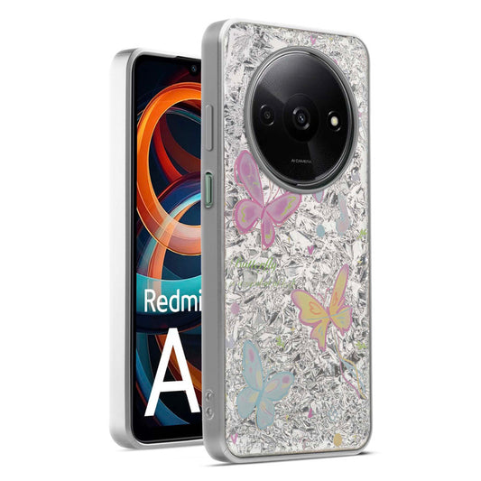 Shiny Foil Design Printed Back Case for Redmi A3 With Soft Edges with Glossy Semi-Hard Back