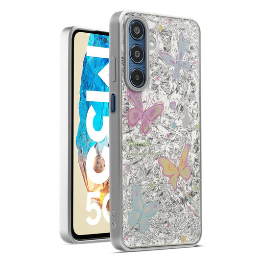 Shiny Foil Design Printed Back Case for Samsung M35 5G With Soft Edges with Glossy Semi-Hard Back
