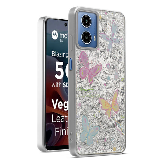 Shiny Foil Design Printed Back Case for Motorola Moto G34 5G With Soft Edges with Glossy Semi-Hard Back