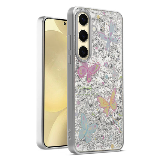Shiny Foil Design Printed Back Case for Samsung S25 5G With Soft Edges with Glossy Semi-Hard Back