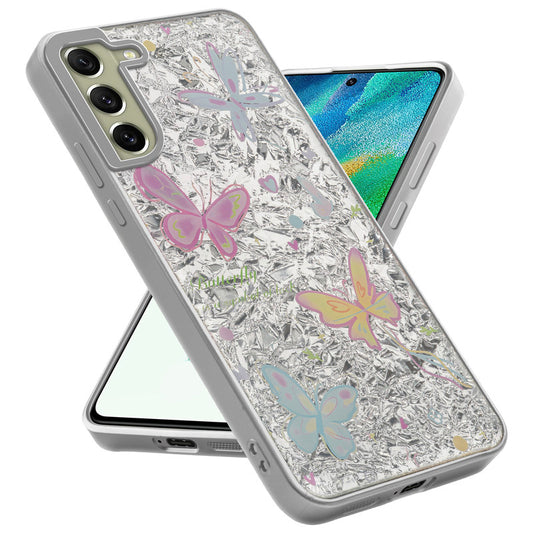 Shiny Foil Design Printed Back Case for Samsung S21 FE 5G With Soft Edges with Glossy Semi-Hard Back