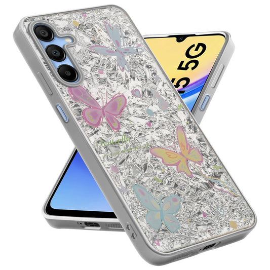 Shiny Foil Design Printed Back Case for Samsung A15 5G With Soft Edges with Glossy Semi-Hard Back