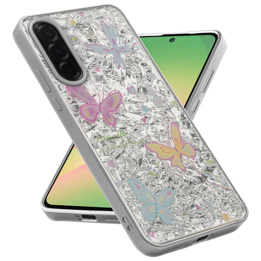 Shiny Foil Design Printed Back Case for Samsung A56 5G With Soft Edges with Glossy Semi-Hard Back