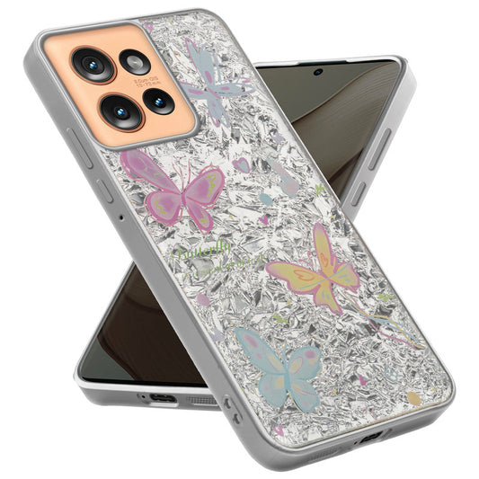 Shiny Foil Design Printed Back Case for Motorola Moto Edge 50 5G With Soft Edges with Glossy Semi-Hard Back