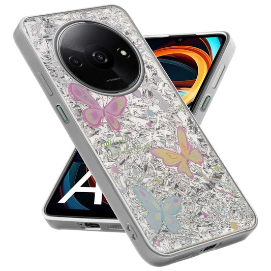Shiny Foil Design Printed Back Case for Redmi A3 With Soft Edges with Glossy Semi-Hard Back